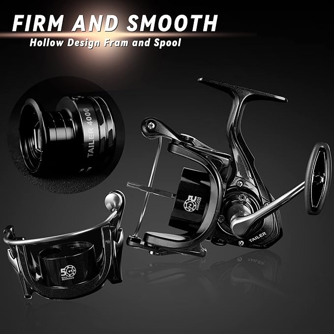 Fishing Reels Spinning Reel Left/Right Interchangeable Aluminium Handle, 7.5 oz Ultralight Spinning Reels, 5.5:1 Gear Ratio Deep/Shallow Aluminum Spool for Freshwater and Saltwater