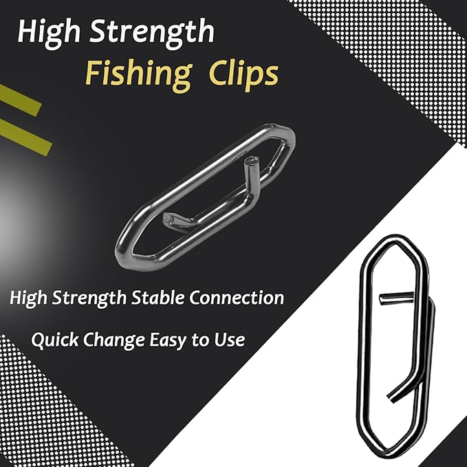 Atibin High Strength Fishing Clips Swivel Freshwater Saltwater Fishing Snaps Connector Rolling Barrel Swivels Fishing Clip Speed Change Black Nickel