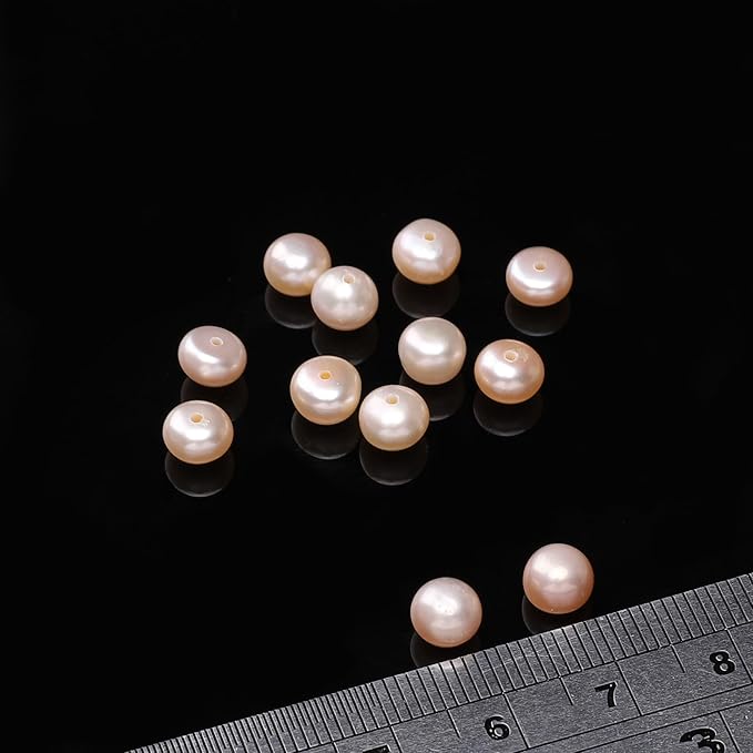 Natural Half Drilled Pearl Beads Pink 6-6.5mm 12pcs AAA Freshwater Cultured Loose Gemstone Beads for DIY Stud Earring Jewelry Making