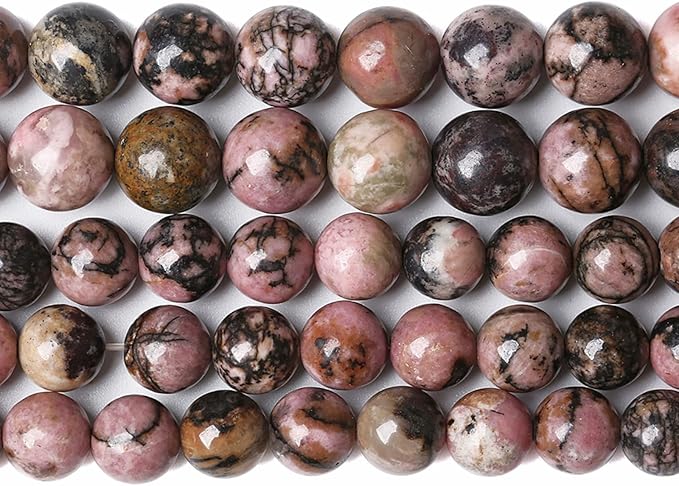 8MM 45PCS Natural Stone Black Rhodochrosite Gemstone Beads for Jewelry Making DIY Bracelet Necklace Semi Precious Beads