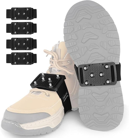SYOURSELF Ice Cleats Crampons for Shoes and Boots, Rotatable Mid-Sole Traction Cleats Shoe Spikes for Snow and Ice, Non Slip Tungsten Spikes Ice Shoes Grippers for Men Women Winter Indoor/Outdoor