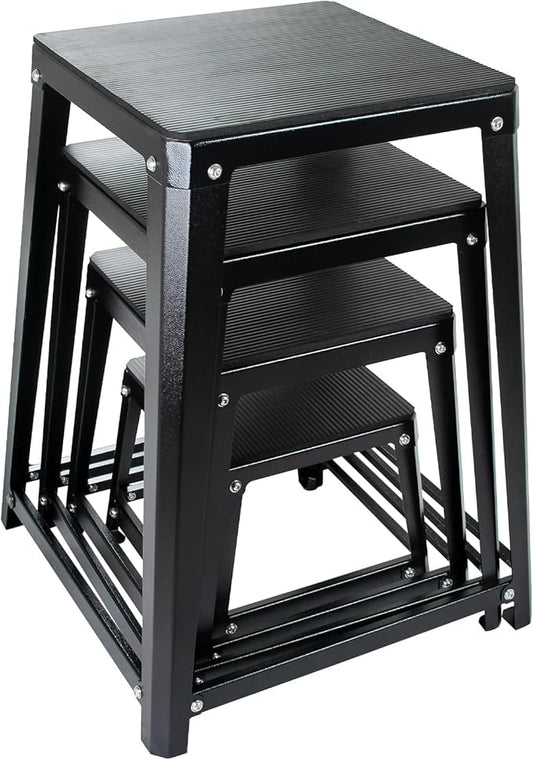 Metal Plyometric Jumping Box, Steel Fitness Exercise Jump Platforms Box for Conditioning Strength and Agility Training, 12 Inch Anti-Slip Workout Step Up Box for Home Gym