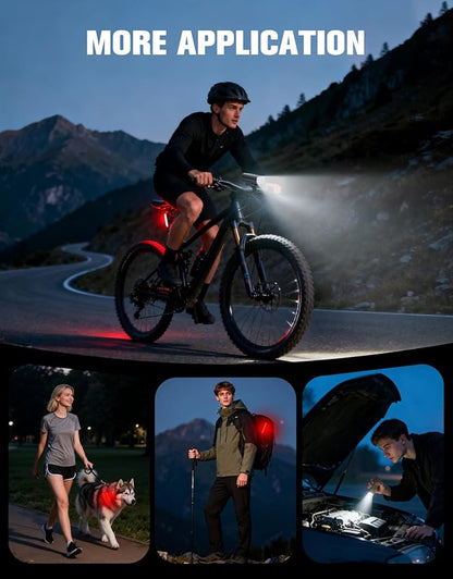 Bike Lights, 1200 Lumen USB Rechargeable LED Bike Light Set, Super Bright Bicycle Lights Front & Back Tail Light, Aluminum Alloy Cycling Bike Flashlight Torch, 5 Light Modes, IPX5 Waterproof