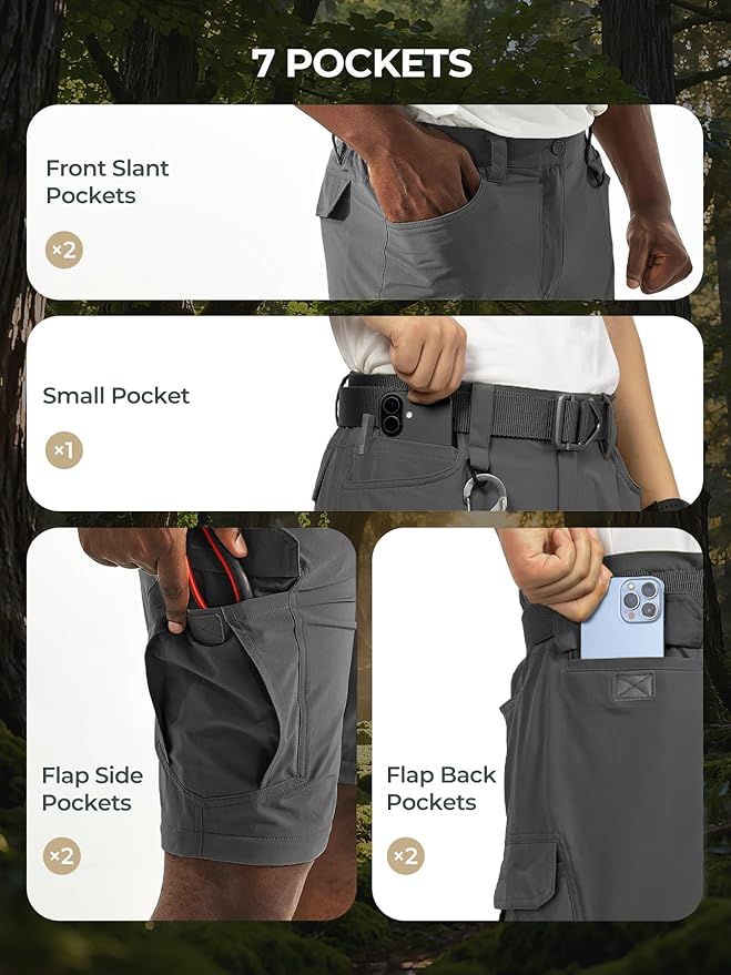 Men's Convertible Hiking Pants Waterproof Quick Dry Zip-Off Lightweight Tactical Multi-Pocket Outdoor Fishing Safari Trousers