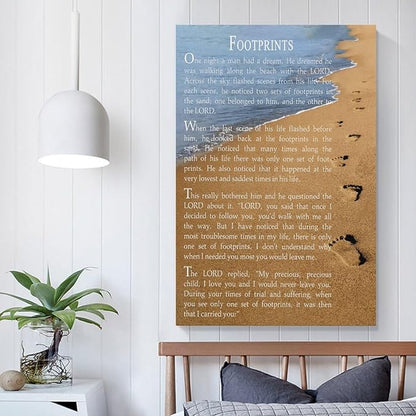 AYLIDEGHSF Footprints In The Sand Wall Art Footprints In The Sand Poster Foot Prints Poem Gifts Wall Decor Aesthetic Unframe-style 12x18inch(30x45cm)