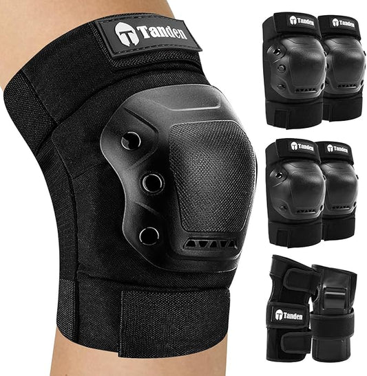 Skateboard Protective Gear Knee Pads and Elbow Pads Set, Elbow and Knee Pads for Roller Skating Wrist Guards Skateboarding Pads