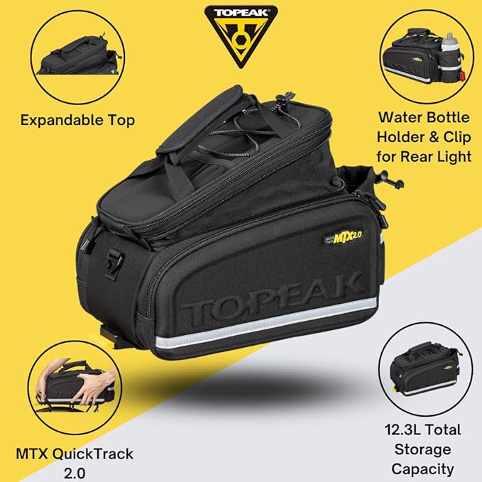 Topeak MTX TrunkBag - Rear Bicycle Bag - Spacious Storage and Easy Mounting