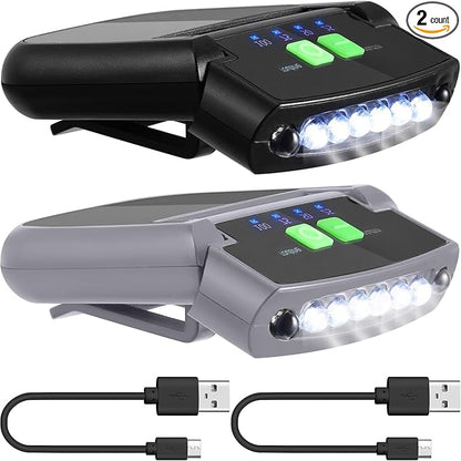 Mudder LED Clip on Cap Lights USB Rechargeable Cap Flashlight Clip Waterproof Ultra Bright Hat Flashlight Headlamp for Fishing Camping Hand Work