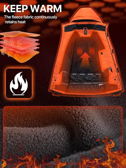 FREE SOLDIER Men's Waterproof Ski Jacket Fleece Lined Warm Winter Snow Coat with Hood Fully Taped Seams