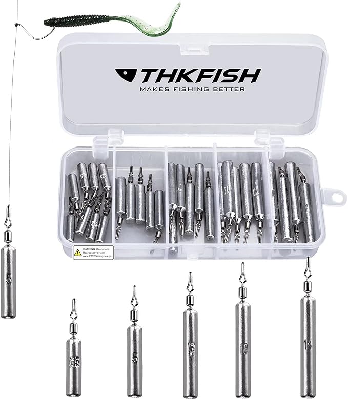 THKFISH Fishing Weights Sinkers Set, 60PCS Fishing Sinker Drop Shot Weights Kit,Drop Shot Rig Wacky Hooks for Saltwater Freshwater Bass Fishing