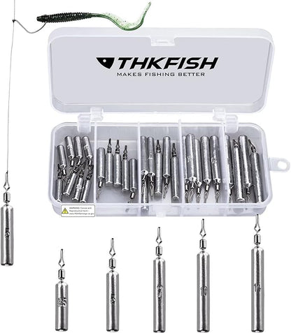 THKFISH Fishing Weights Sinkers Set, 60PCS Fishing Sinker Drop Shot Weights Kit,Drop Shot Rig Wacky Hooks for Saltwater Freshwater Bass Fishing
