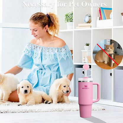 4 PCs Bling Straw Cover Cap for Stanley Cup including Bear, Bow, Shell, Star Straw Toppers, Cute Pink Straw Cover Cap Accessories for 20 30 40 oz Tumblers