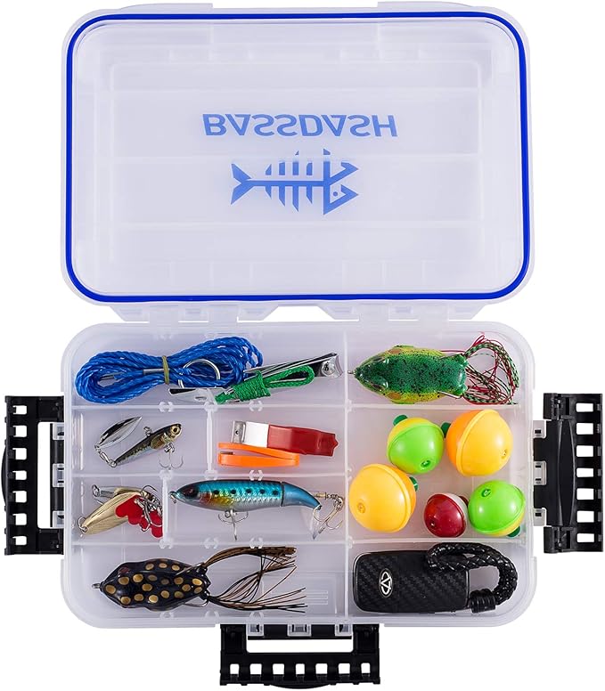 BASSDASH 3600 3670 3700 Tackle Storage Waterproof Utility Tackle Boxes Fishing Lure Tray with Adjustable dividers