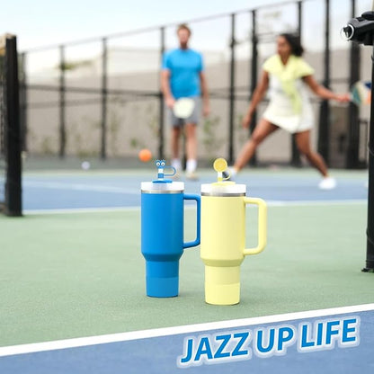 Stanley Cup Accessories Set Including 6 Pcs Silicone Spill Proof Stopper, 2 Pcs Straw Cover Cap for 9-10 mm Straws, 1 Pcs Silicone Boot for Stanley Cup 40oz & 30oz Tumbler (Azure)