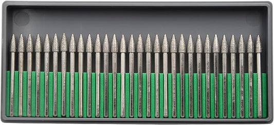 30Pcs 5mm Tree,3mm Shaft,Diamond Stone Abrasive Burs Burr Grit Bits for Rotary Tool Grinding Head Jewelry Lapidary Woodworking (Tree 5mm)