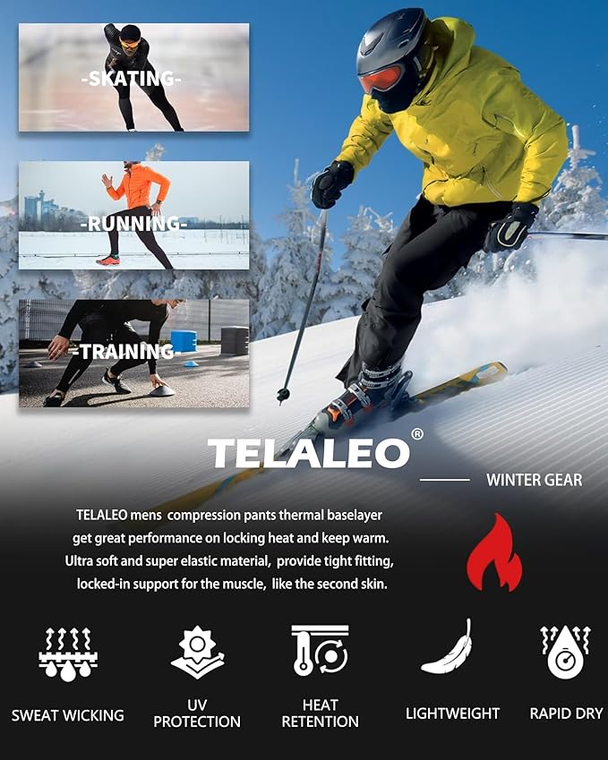 5 or 4 Pack Men's Thermal Compression Pants Fleece Lined Sports Tights Athletic Leggings Cold Weather Baselayer Winter Gear