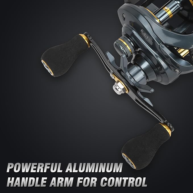 Baitcaster Reels, 6.4:1 Gear Ratio with 33 Lb Max Drag, Aviation-Aluminium Spool, 8+1 Stainless Steel Bearing, Baitcasting Fishing Reels for Fresh Water or Salt Water for Pike and bass