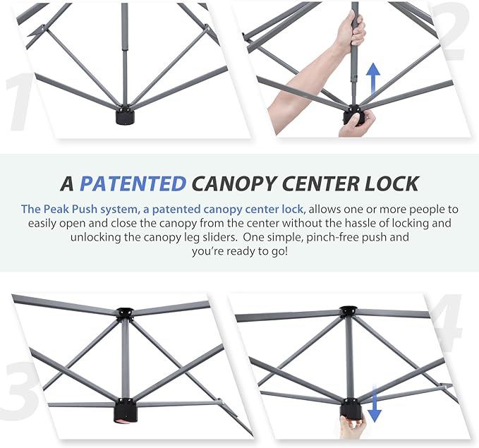EAGLE PEAK 13x13 Straight Leg Pop Up Canopy Tent Instant Outdoor Canopy Easy Single Person Set up Folding Shelter w/Auto Extending Eaves 169 Square Feet of Shade (American Flag)