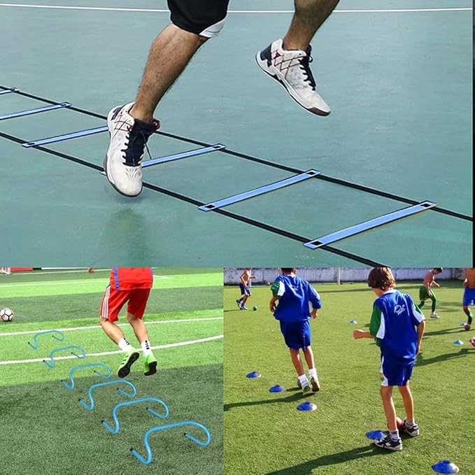 TNZMART Agility Ladder and Disc Cones Training Set Adjustable Rungs Training Ladder with 10 Plastic Sport Cones for Training