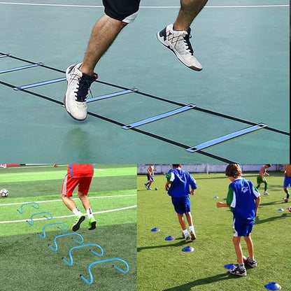 TNZMART Agility Ladder and Disc Cones Training Set Adjustable Rungs Training Ladder with 10 Plastic Sport Cones for Training