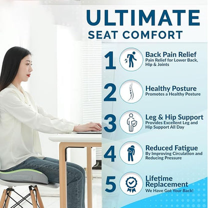 Small Travel Seat Cushion for Airplane,Portable Foldable Seat Cushion,Sciatica Pain Relief with Built-in Handles-Memory Foam Chair Cushions to Enhance Posture & Back Pain,for Car, Office, Gaming (