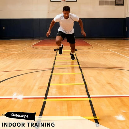 20ft Agility Ladder - Speed Ladder for Soccer with Carry Bag & Straps | 12 Adjustable Rungs | Soccer, Agility Training Equipment | Durable Footwork Ladder for Athletes (Yellow)