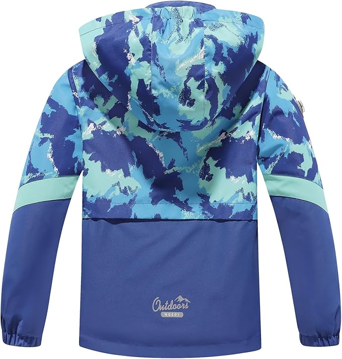 MGEOY Boys Girls Rain Jackets Lightweight Waterproof Hooded Raincoats Windbreakers for Kids 4-14Y