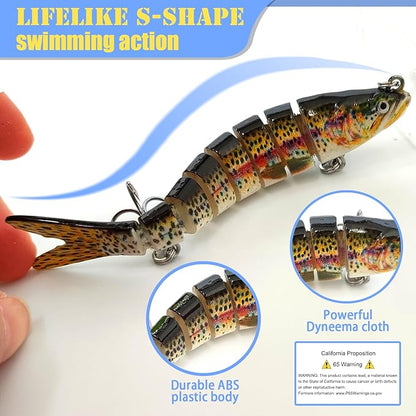 Multi Jointed Swimbait Saltwater Fishing Lures with Sharp Treble Hooks, Bass Fishing Lures Walleye Trout, Lifelike Slow Sinking Fish Bait Lures Kit Freshwater