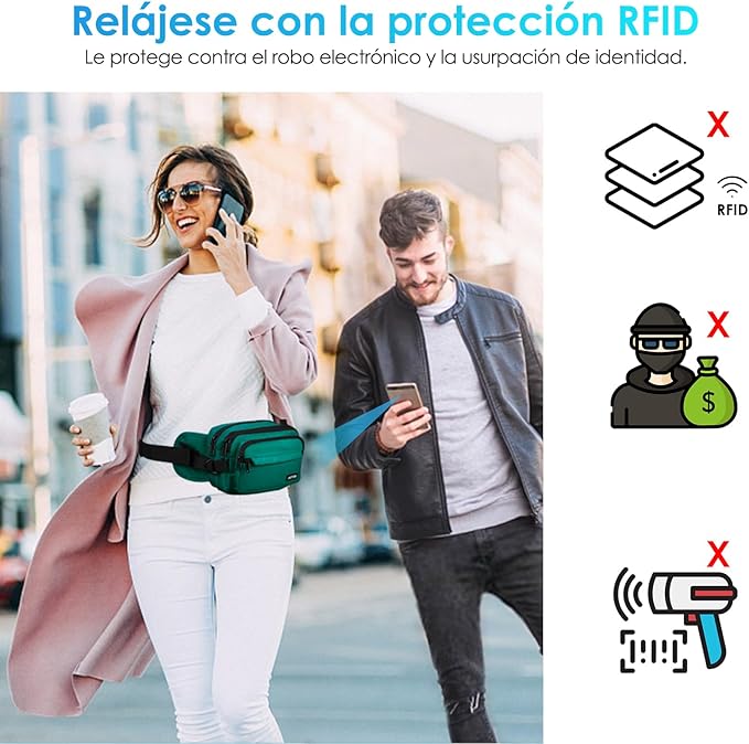 AGPTEK Fanny Pack for Women Men, RFID Large Capacity Waist Wallet Bag, Adjustable & Waterproof Bum Belt Pouch for Travel, Running, Shopping, Hiking, Dog Walking, Cycling, Climbing