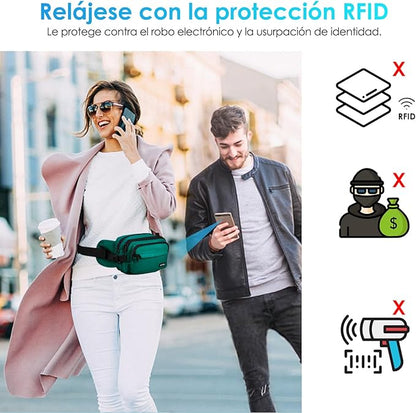 AGPTEK Fanny Pack for Women Men, RFID Large Capacity Waist Wallet Bag, Adjustable & Waterproof Bum Belt Pouch for Travel, Running, Shopping, Hiking, Dog Walking, Cycling, Climbing