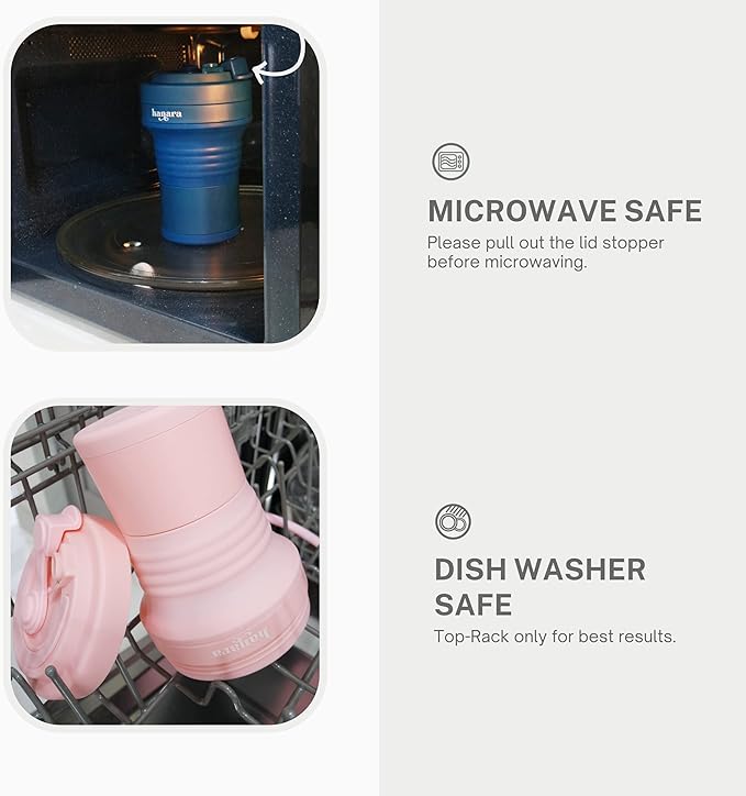 HANARA Collapsible Cup with Reusable Straw – 18 Oz (550 Ml), Portable Travel Mug, BPA-Free, Leak-Proof, Microwave & Dishwasher Safe, Multi-Purpose for Hot & Cold Drinks – Beige