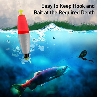 Alwonder 10-Pack Fishing Bobbers Floats, Weighted Bobbers for Fishing Cigar EVA Foam Snap-on Floats Corks Floaters Buoys for Crappie Bass Panfish Bluegills Trout