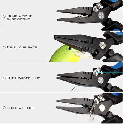 KastKing Intimidator Fishing Pliers, Corrosion Resistant Polymer Coated Fishing Tools, Tungsten Carbide Cutters, Saltwater Resistant Fishing Gear