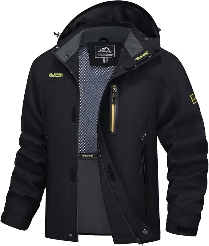 MAGCOMSEN Men's Hooded Windproof Water Resistant Rain Jacket Windbreaker 5 Pockets for Hiking,Fishing,Travel