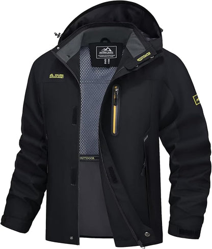 MAGCOMSEN Men's Hooded Windproof Water Resistant Rain Jacket Windbreaker 5 Pockets for Hiking,Fishing,Travel
