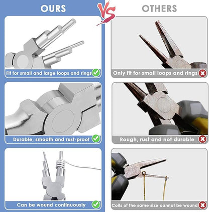 Bail Making Pliers, 6 in 1 Round Nose Pliers for Making Jump Rings, Wire Wrapping, Jewelry Making, Loop Making, Forming Bends