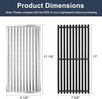 Criditpid Grill Replacement Parts for Charbroil 463242516 463242515 463367016 463355220, Cooking Grates, Emitter Plates, Burners, Heat Plates, Crossover Tubes & Ignitors for Charbroil Commercial Grill