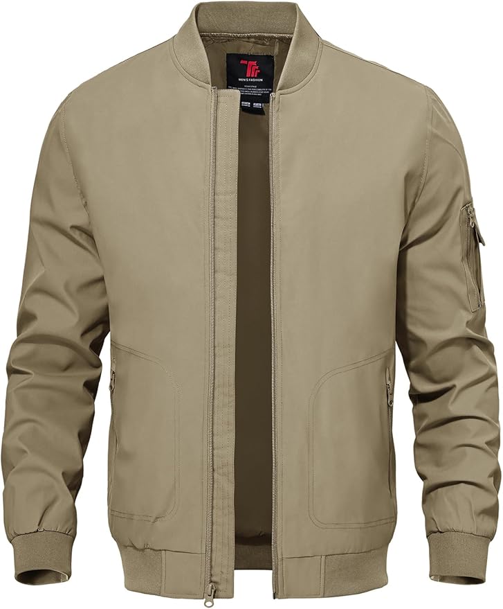 TBMPOY Men's Lightweight Bomber Jackets Light Windbreaker Casual Stylish Fall Golf Zip Up Dress Business Varsity