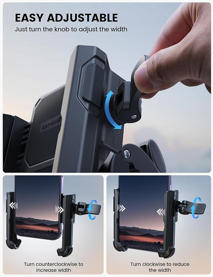 Lamicall Motorcycle Phone Mount Holder - [Camera Friendly] [1s Lock] Bike Phone Holder Handlebar Clamp, Bicycle Scooter Phone Clip, for iPhone Air, 17, 16, 15 Pro Max, Galaxy S25 Ultra, 4.7-7" Phones