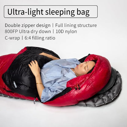 Ultra Dry Down Sleeping Bag - 10D 800FP, Thicken Winter, Ultralight Camping & Hiking, Backpacking Outdoor (Future II Lengthen)