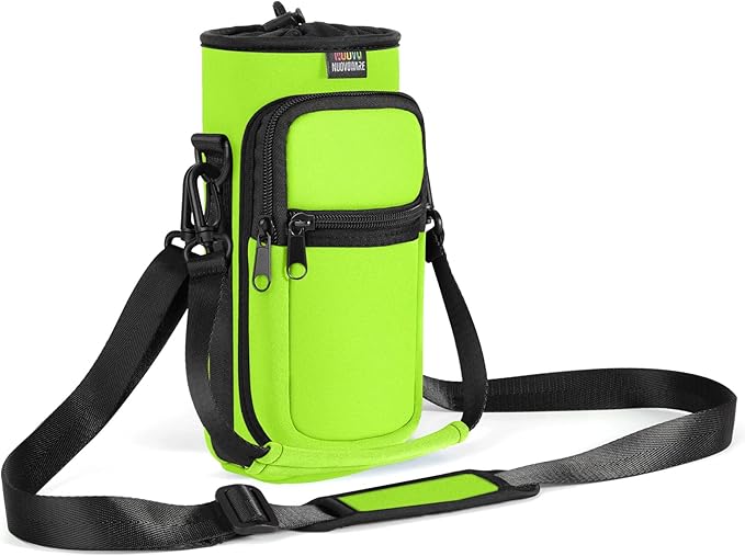 Nuovoware Water Bottle Carrier Bag,25oz/40oz/64oz Bottle Pouch Holder,Adjustable Shoulder Hand Strap 2 Pocket Sling Neoprene Sleeve Sports Accessories for Hiking Travelling Camping