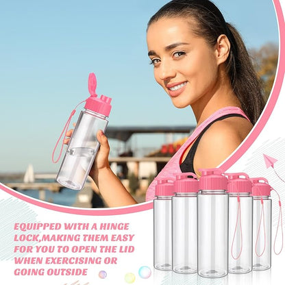 Mifoci 20 Pieces Water Bottle Bulk 17 oz Plastic Water Bottles Bulk Gym Sports Adults Reusable Large Bottles with Leak Proof Flip Top for Party Outdoor(Regular Style,Rose Red)