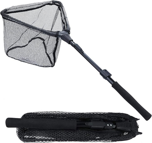 Sougayilang Fishing Net Fish Landing Net, Foldable Collapsible Telescopic Pole with EVA Handle, Durable Nylon Material Mesh, Safe Fish Catching or Releasing