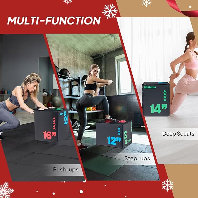 Matladin Heavy Foam Plyo Box, 3 in 1 Plyometric Jump Box for Home Gym Training, Jumping, Workout Exercise