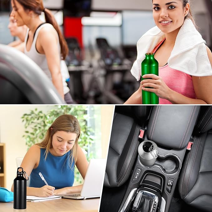 24 Pcs Aluminum Water Bottle 17oz Aluminum Reusable Bottles with Clips Sports Lightweight Water Multipack Easy Carry Leakproof Travel for Gym Hiking Cycling Sports Outdoor(Bright Color)