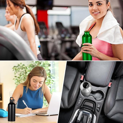 24 Pcs Aluminum Water Bottle 17oz Aluminum Reusable Bottles with Clips Sports Lightweight Water Multipack Easy Carry Leakproof Travel for Gym Hiking Cycling Sports Outdoor(Bright Color)