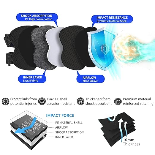 Gradient Color Knee Pads for 2-14+ Ages Kids Knee Elbow Pads Wrist Guards with Drawstring Bag Adjustable Protective Gear Set for Girls Boys Roller Skating Bike Cycling Skateboard Scooter