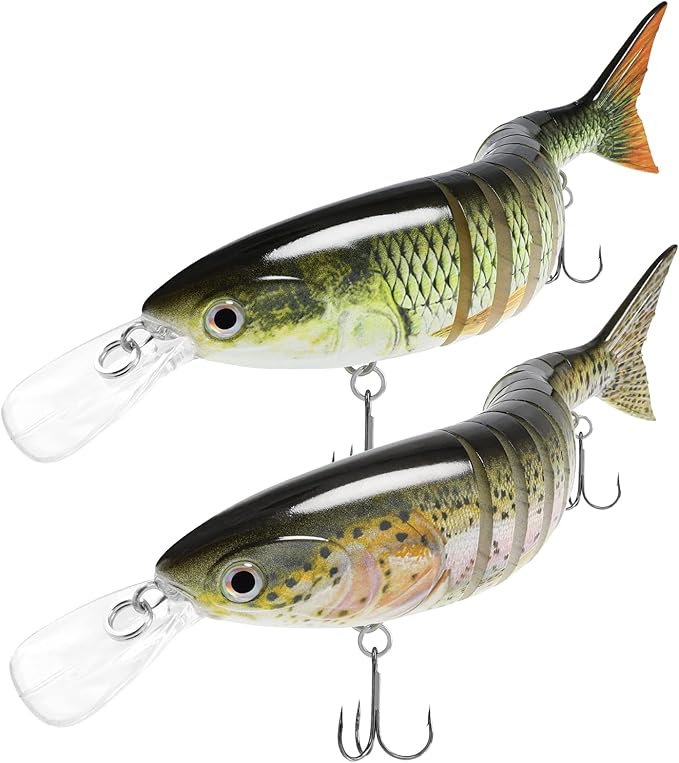 TRUSCEND Easy Catch Swimmax, Magic Noisy Turbulent Wiggling and Vibrating Actions for More Bites, Segmented Swimbait Jointed by Dyneema Strongest Fiber, Lifelike Fishing Lures for Relax Family Fishing