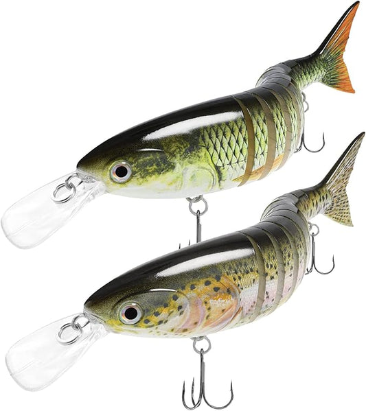 TRUSCEND Easy Catch Swimmax, Magic Noisy Turbulent Wiggling and Vibrating Actions for More Bites, Segmented Swimbait Jointed by Dyneema Strongest Fiber, Lifelike Fishing Lures for Relax Family Fishing