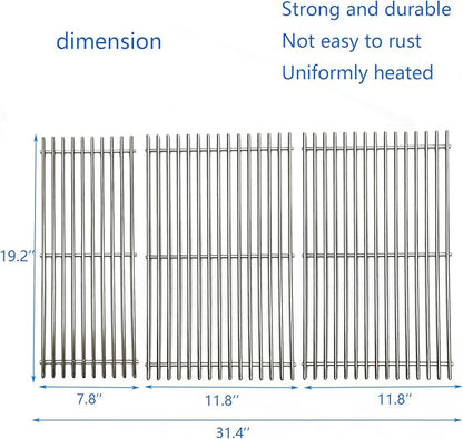 67552 Stainless Steel 3-Piece Cooking Grate Replacement Parts for Weber Summit 600 Series E/S 640, 650, 660, 670 Gas Grills 19-1/4“